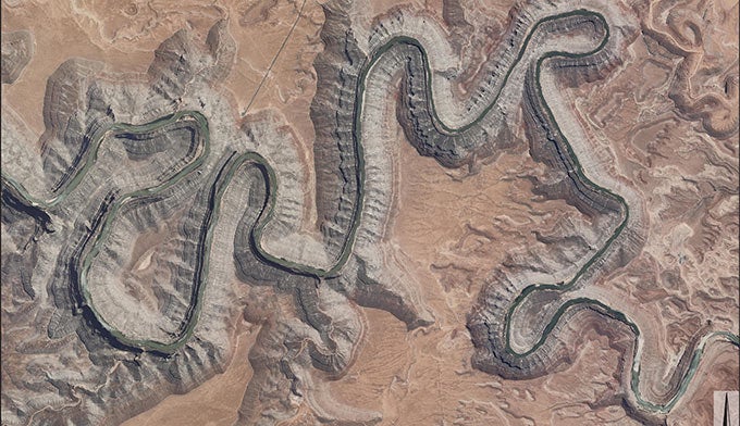 Gooseneck-Park-Utah-PublicDomain_680x392 Aerial image of entrenched meanders of the San Juan River within Goosenecks State Park. Public domain photo