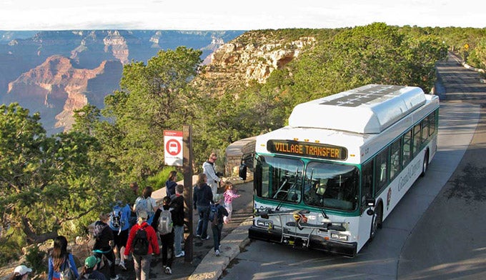 GC-Shuttle-Hermits-Rest_NPS_680 The Grand Canyon Shuttle Red Line at Hermit's Rest. Photo by NPS