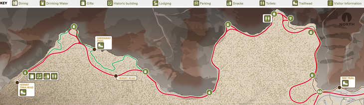 grand-canyon-map-hermit-road Map of Hermit Road on the Grand Canyon's South Rim by Peter Sucheski