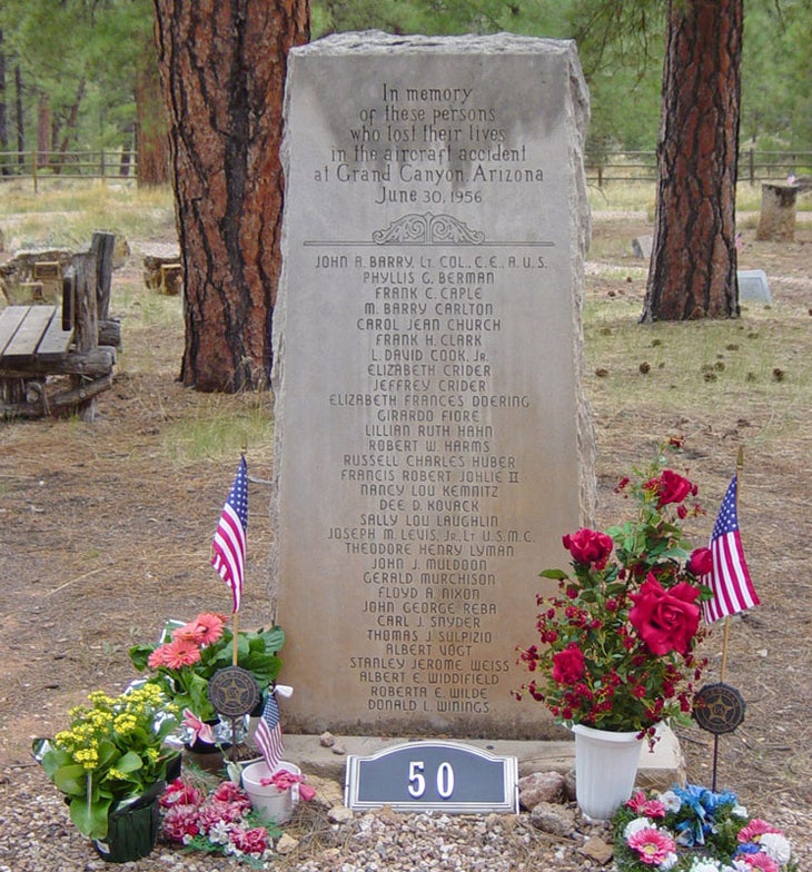 GC-United-Airline-Memorial-1956crash_NPSMichaelQuinn_800 United Airline's Memorial located in the Grand Canyon Cemetery. Photo made on the 50th Anniversary of the TWA/UAL Crash on 30 June 2006. The memorial…