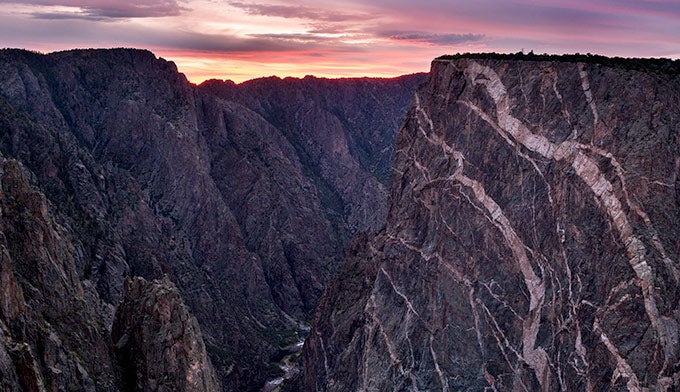 Black-Canyon-Gunnison-sunset_Ordelheide_680 The Painted Wall in Black Canyon of the Gunnison National Park. Photo by Grant Ordelheide