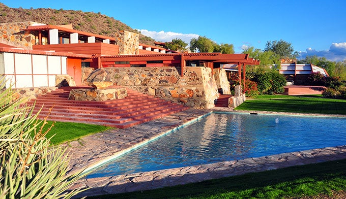Taliesin-West_WikiAndrewHorne_680x392 Frank Lloyd Wright's Taliesin West in Scottsdale, AZ. Photo by Andrew Horne via Wikimedia Commons
