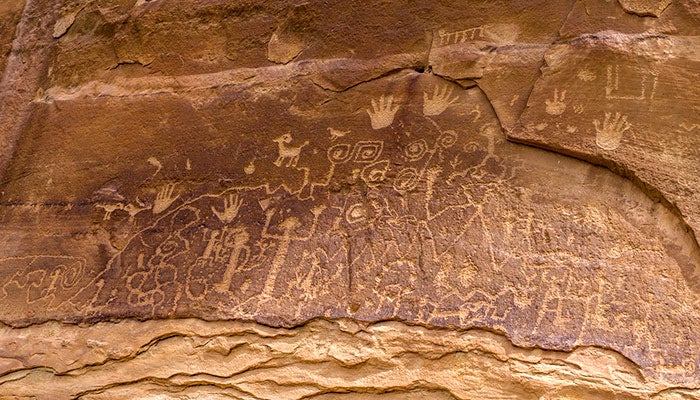 MesaVerde-PetroglyphTrail_NPSJacobWFrank_700 Ancient rock art panel on Petroglyph Trail in Mesa Verde National Park