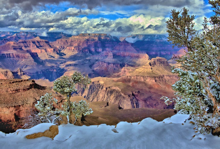 Winter storm passing over the Grand Canyon