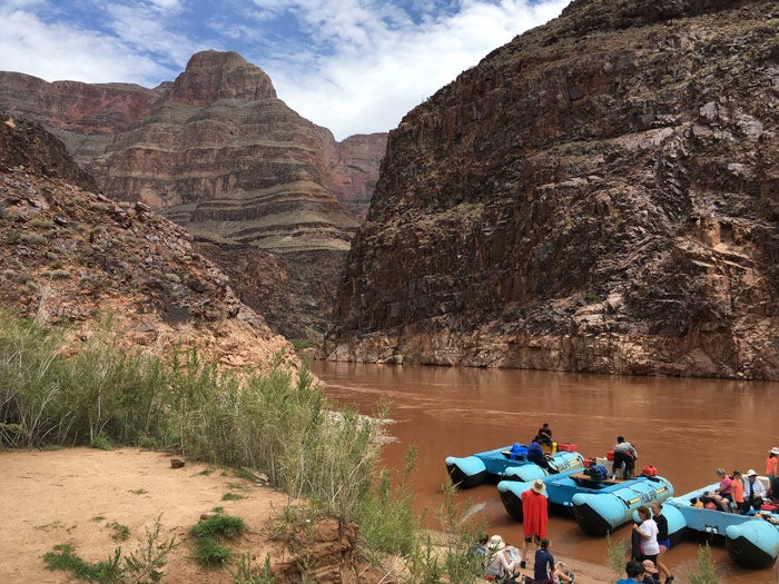 Hualapai-raft-stop_ToriPeglar_700 A sunny spot for lunch on a Hualapai River Runners rafting trip at Grand Canyon West by Tori Peglar