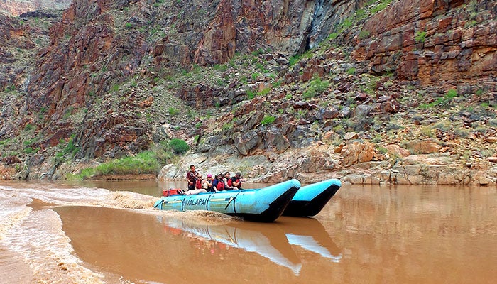 Hualapai motorized rafts for 1-day river trip at Grand Canyon West.