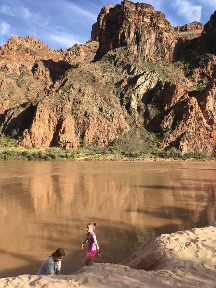 GC-GirlsPlayingCORiver_ToriPeglar_700v Girls playing in the Colorado River at the bottom of the Grand Canyon