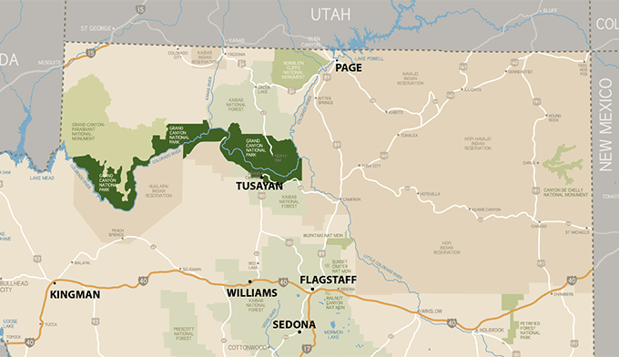 Grand Canyon Map Location Location Of The Grand Canyon In Arizona, U.s. - Grand Canyon National Park  Trips