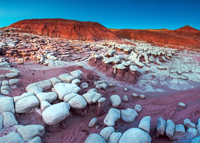 PetrifiedForest-SandstoneFormations-ExpansionLands_FlickrAndrewKearns_700 Sandstone rock formations in the expansion lands of Petrified Forest National Park