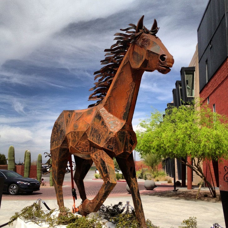 Wild horse sculpture by Jefferey Fulwilder on the Salt River Art Walk