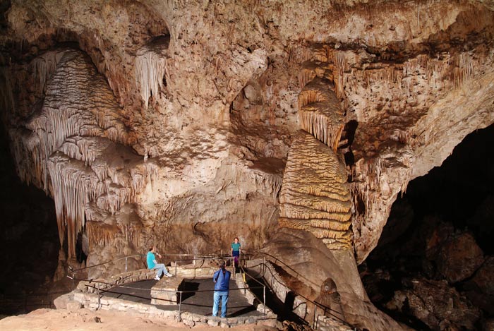 Carlsbad Caverns National Park visitors at Rock of Ages viewing area on the Big Room Trail