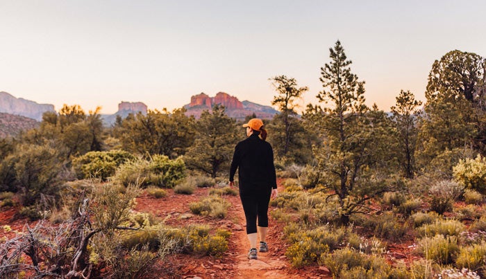Sedona-SchuermanMountainTrail-hiker_courtesy_700 Hiker on Schuerman Mountain Trail in Sedona
