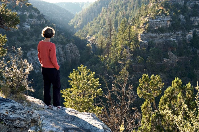 Hiker in Walnut Canyon National Monument near Flagstaff