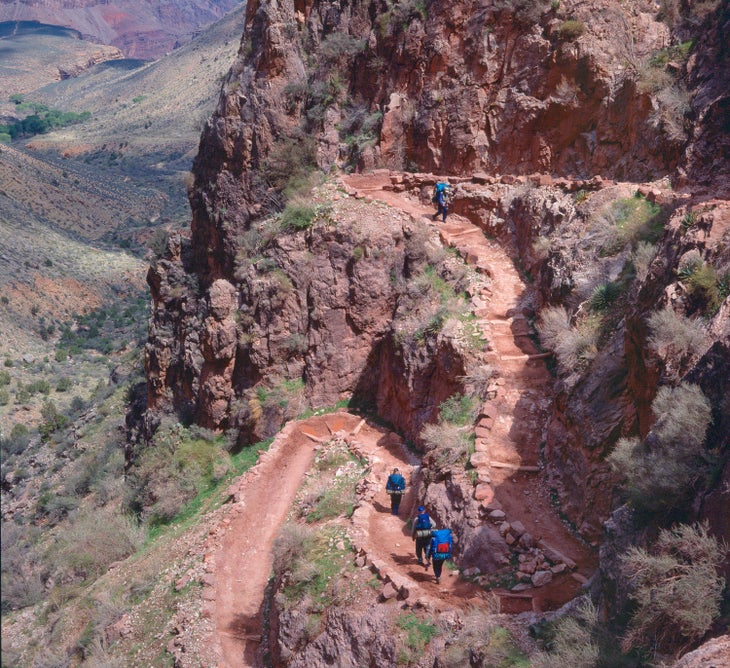 Hiking the Jacob's Ladder section of the Bright Angel Trail in the Grand Canyon