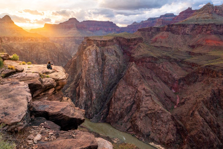 Hiker at Plateau Point in the Grand Canyon