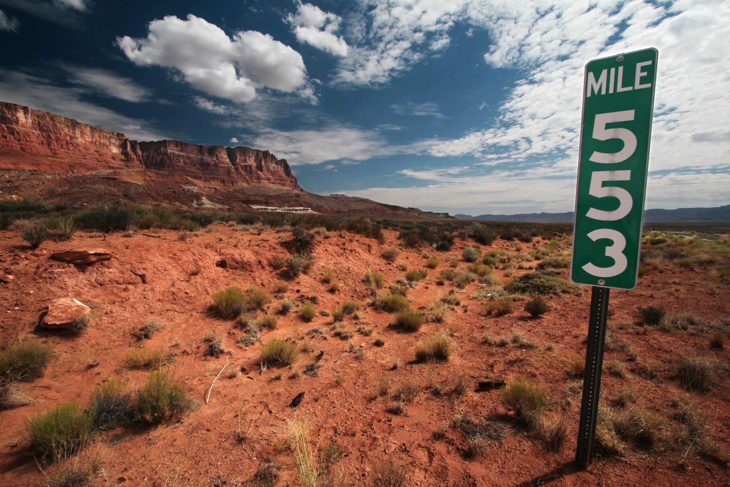 Mile marker on the road to the Grand Canyon