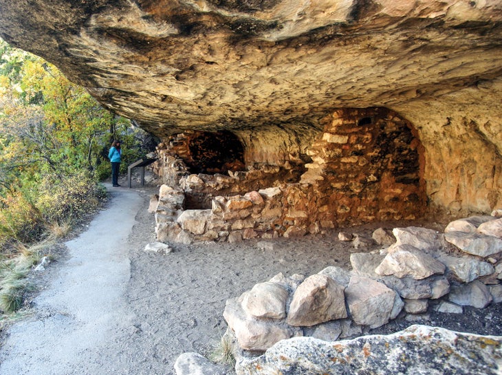 The visitors path along ruins in Walnut Canyon National Monument