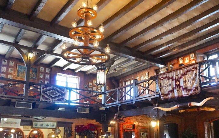 Looking up from lobby of El Rancho Hotel in Gallup, New Mexico
