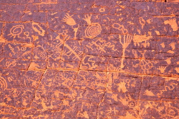 Atlatl Rock Petroglyphs in Valley of Fire State Park